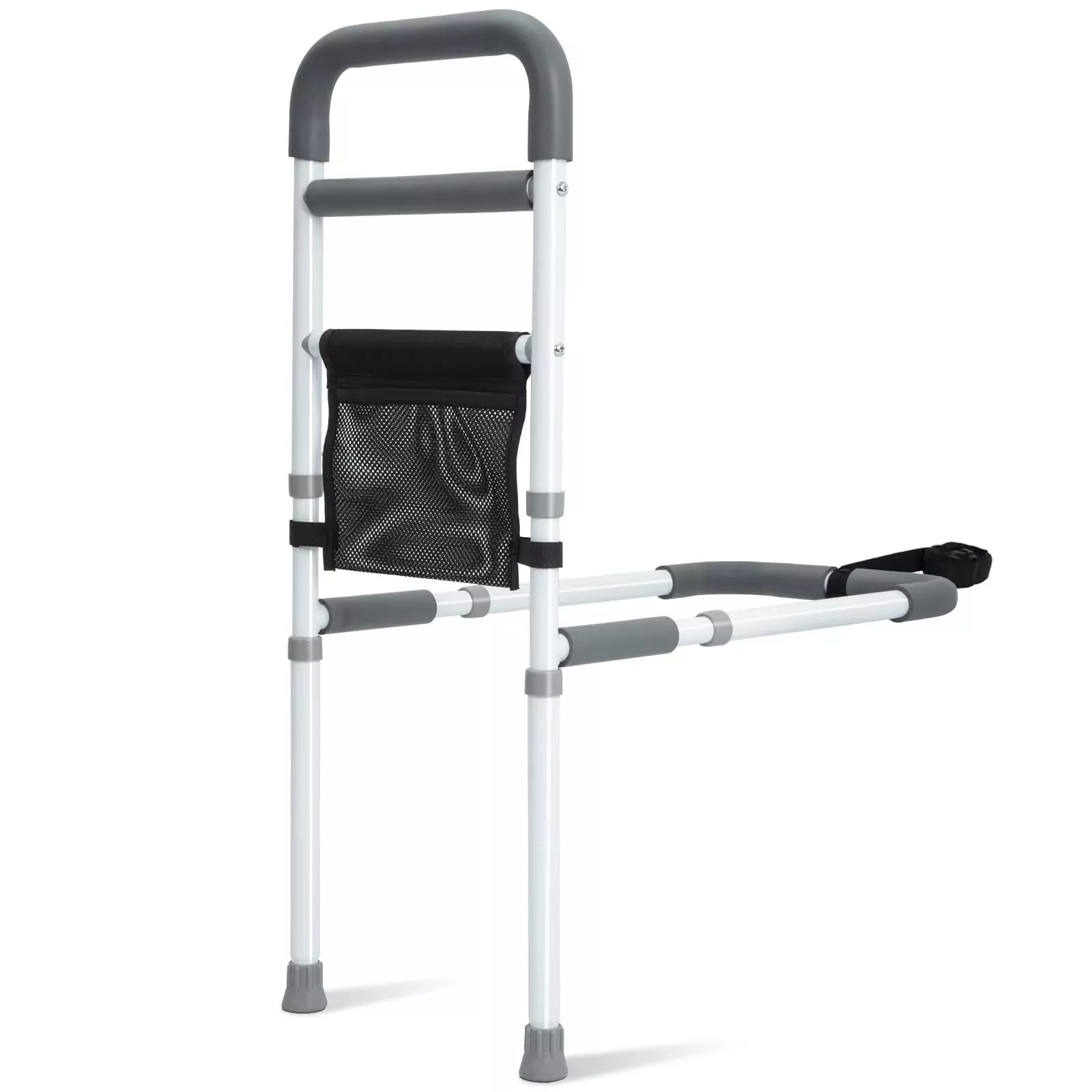 YrHeiper Bed Rails for Elderly Adults Safety - Adjustable Bed Assist Rail for Seniors Fall Prevention with Support Leg, Bedside Grab Bar Cane with Storage Pocket, Fits King, Queen, Full, Twin Bed
