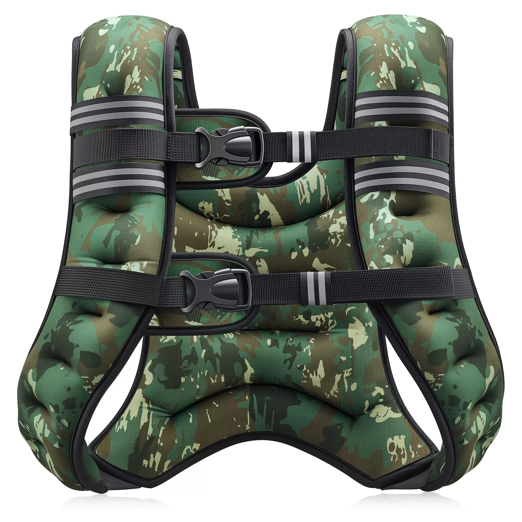 ZELUS Weighted Vest, 6lb /8lb /12lb /16lb /20lb /25lb /30lb Weight Vest for Men Women with Storage Pocket Reflective Strips for Workout Strength Training Running Muscle Building, Green Camo (25 lb)
