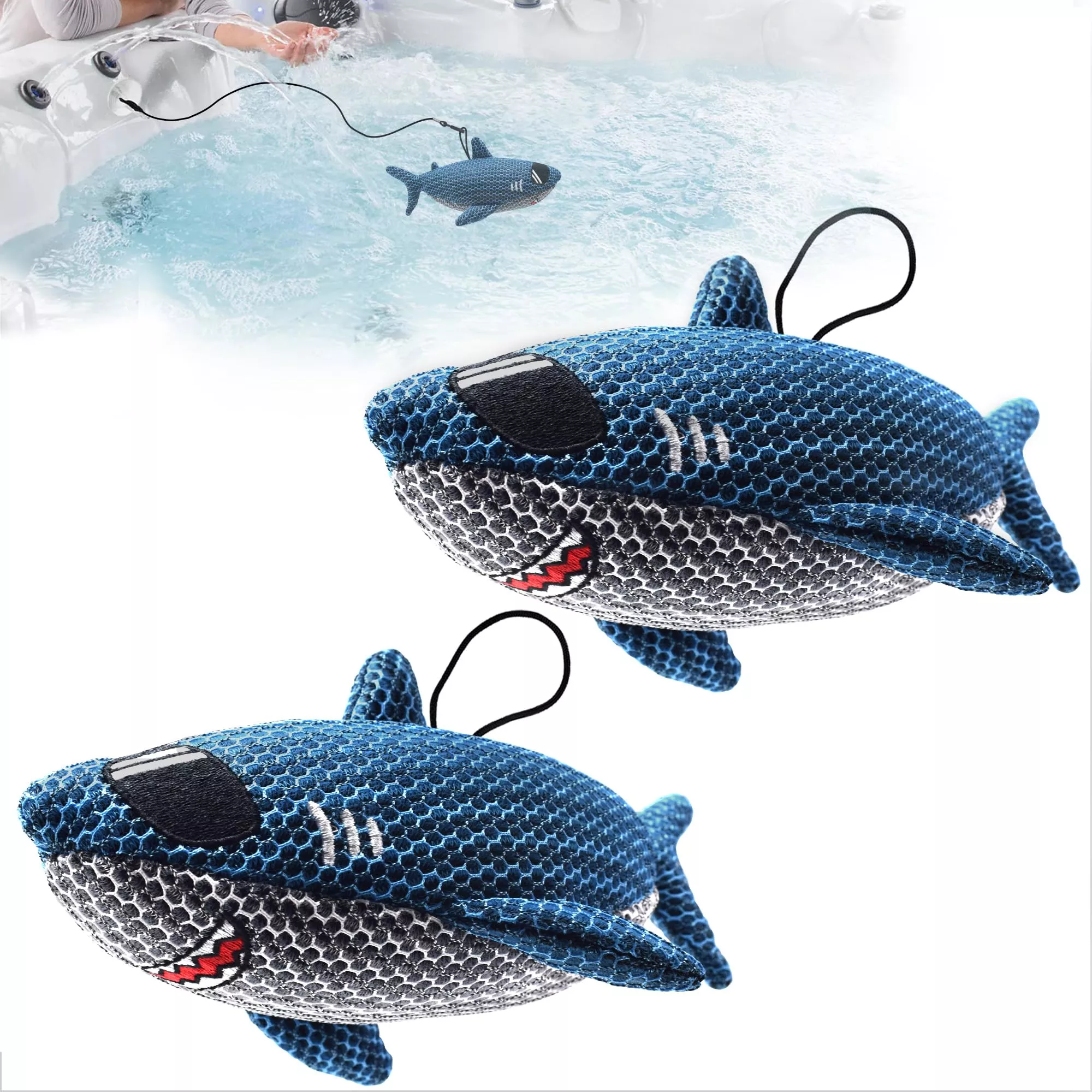 ZYIDBNG Shark Hot Tub Scum Absorber Reusable Washable Hot Tub Sponge Scum Absorber for Spa Hot Tub Oil Scum Absorber Spa Accessories for Adults (2 Pack, Shark)
